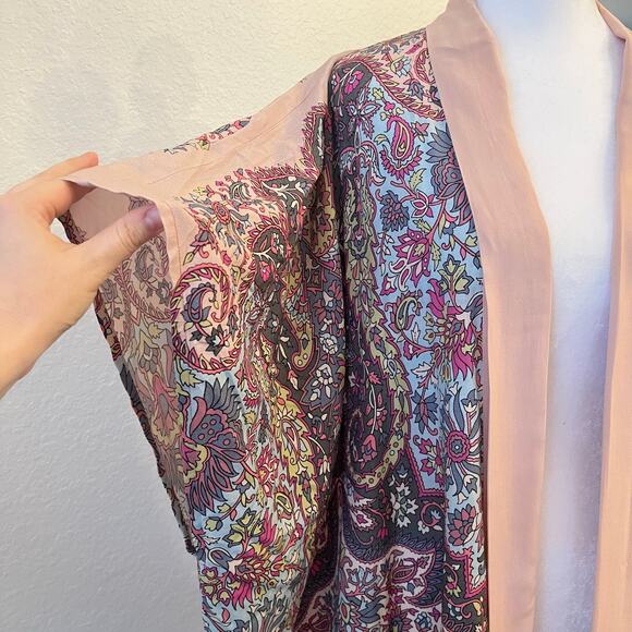 Blank London Kimono One Size Fits S M L XL Paisley Robe Cover Up Pink Boho Beach - Picture 4 of 14